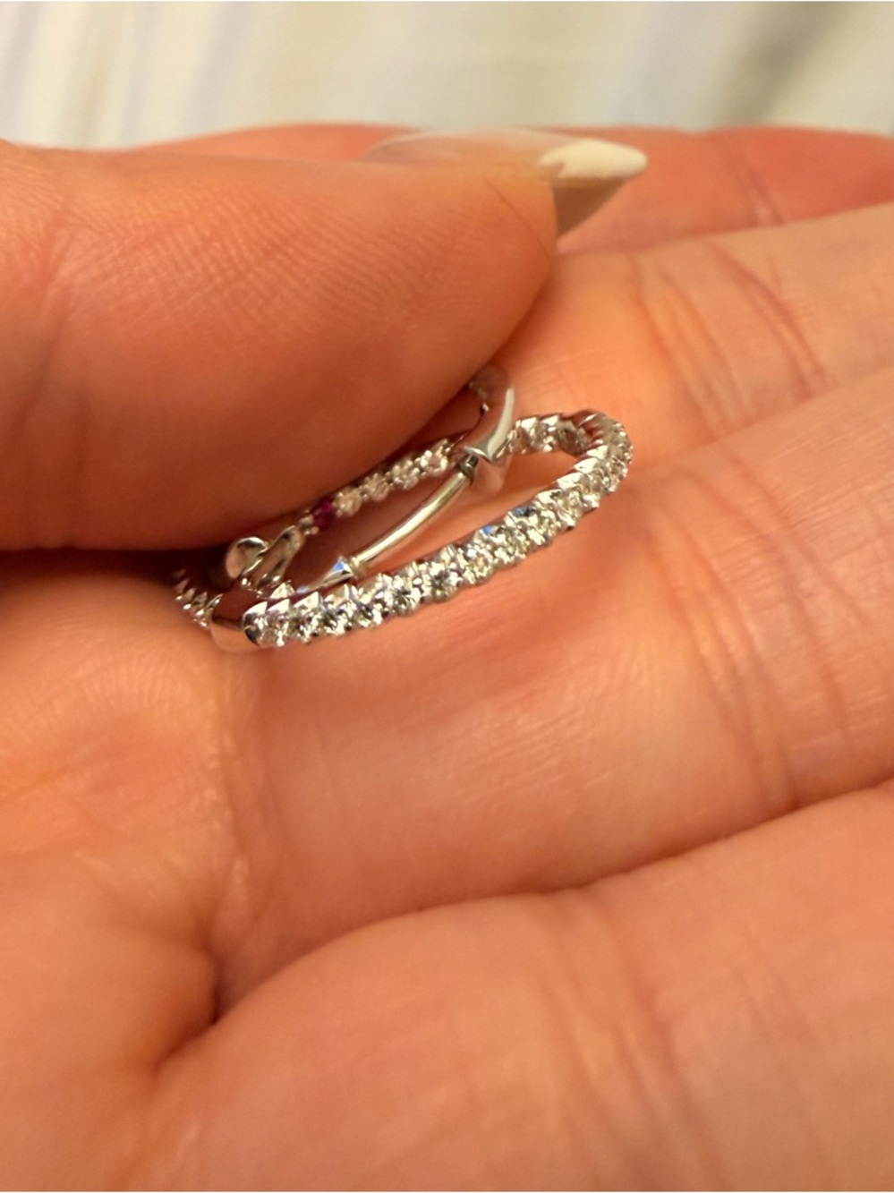 Authentic Roberto Coin White Gold Diamond Hoop Earrings - Picture 5 of 5